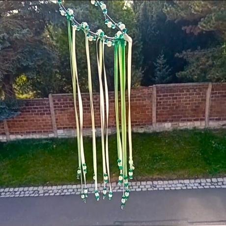 Sonnenfänger Mond Grün, Perlen Wandschmuck Wohndeko Suncatcher 