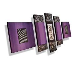 MK1 Art Bild Leinwand Abstrakt Kunst Malerei Acrylbild lila grau