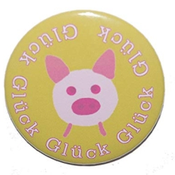 Button 50 mm mit Nadel Glücksbringer Glücksschwein Silvester