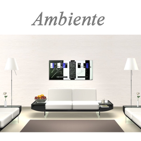 MK1 Art Bild Leinwand Abstrakt Kunst Malerei Acrylbild blau