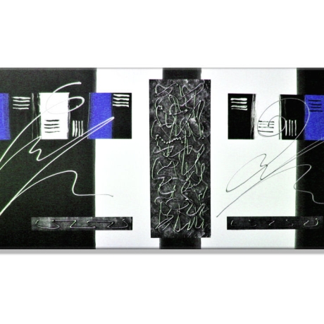 MK1 Art Bild Leinwand Abstrakt Kunst Malerei Acrylbild blau