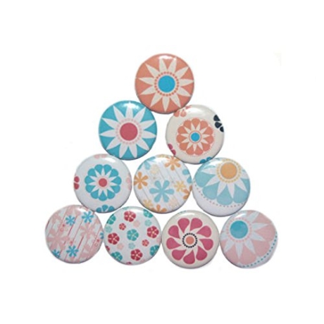10 x Kühlschrankmagnet Magnetset 50mm rund Blumen