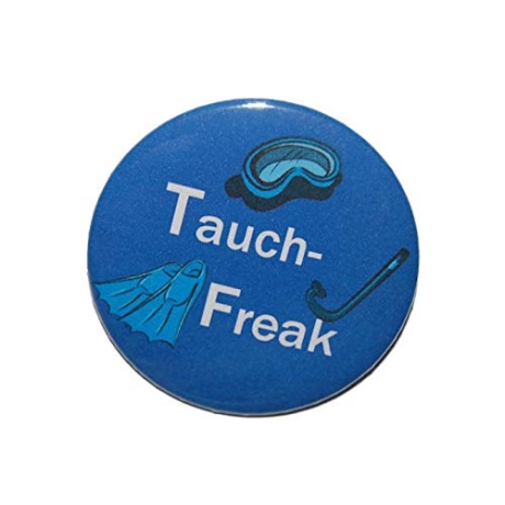 Button 50 mm mit Anstecknadel Spruch Tauchfreak Tauchen