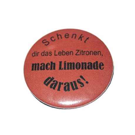 Kühlschrankmagnet Magnet 50mm rund Spruch Leben Zitronen