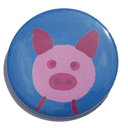 Button 50 mm mit Nadel Glücksbringer Glücksschwein Silvester