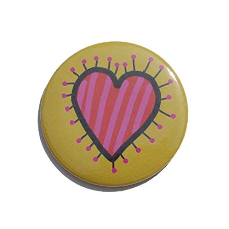 Button 50 mm mit Anstecknadel Motiv Herz Liebe