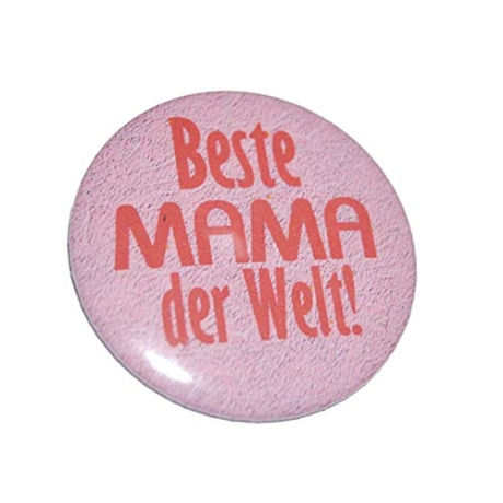 Button 50 mm mit Anstecknadel Spruch Beste Mama der Welt