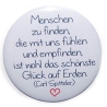 Button 50 mm mit Anstecknadel Spruch Liebe Menschen Freunde