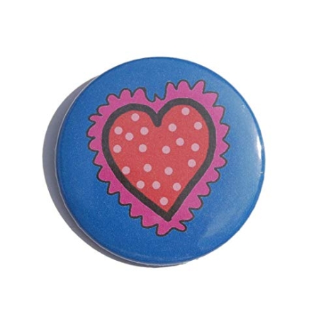 Button 50 mm mit Anstecknadel Motiv Herz Liebe