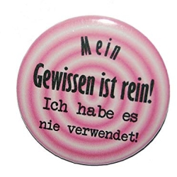 Button 50 mm mit Anstecknadel Mein Gewissen ist rein