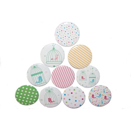 10 x Kühlschrankmagnet Magnetset 50mm rund Vögel