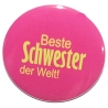 Button 25 mm mit Anstecknadel Spruch Beste Schwester der Welt