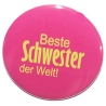 Button 25 mm mit Anstecknadel Spruch Beste Schwester der Welt