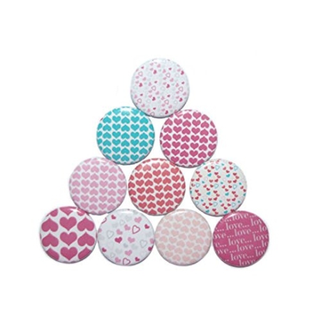 10 x Kühlschrankmagnet Magnetset 50mm rund Herz Liebe