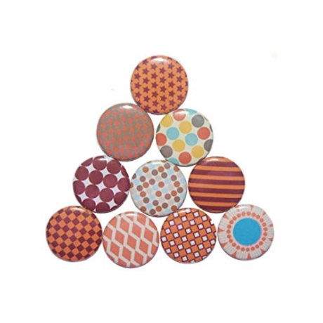 10 x Kühlschrankmagnet Magnetset 50mm rund Muster vintage