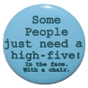 Button 50 mm mit Anstecknadel Spruch High five