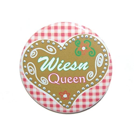 Button 50 mm mit Anstecknadel Spruch Oktoberfest Wiesn Queen