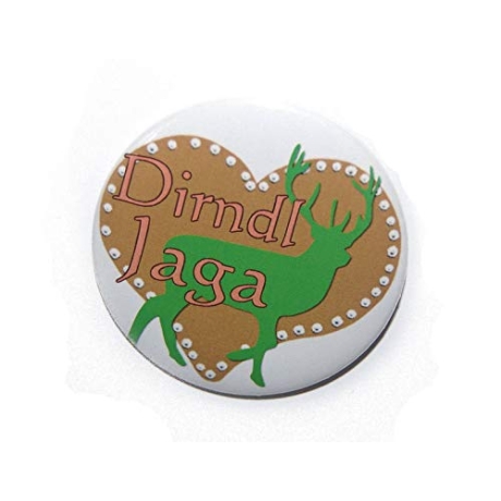 Button 50 mm mit Anstecknadel Spruch Oktoberfest Dirndl Jaga