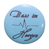 Button 25 mm mit Anstecknadel Spruch Bass im Herzen