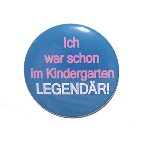 Button 25 mm mit Anstecknadel Spruch Kindergarten