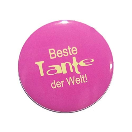 Button 50 mm mit Anstecknadel Spruch Beste Tante der Welt