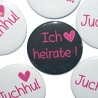 Buttons JGA Junggesellenabschied Set groß 50mm 10 Stück Herz