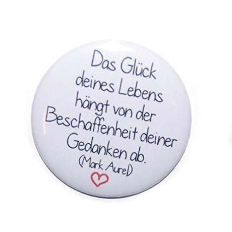 Button 50 mm mit Anstecknadel Spruch Das Glück deines Lebens