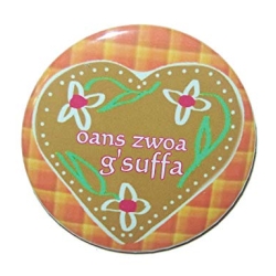 Button 50 mm mit Anstecknadel Spruch Oktoberfest Oans zwoa