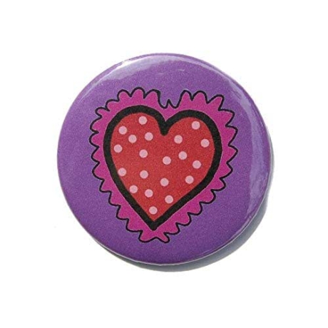 Button 50 mm mit Anstecknadel Motiv Herz Liebe