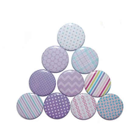 10 x Kühlschrankmagnet Magnetset 50mm rund Muster lila