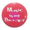 Button 50 mm mit Anstecknadel Spruch Music is my therapy