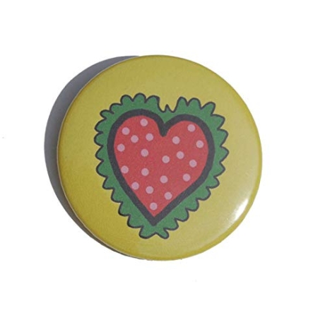 Button 50 mm mit Anstecknadel Motiv Herz Liebe