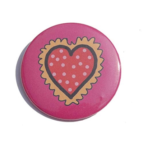 Button 50 mm mit Anstecknadel Motiv Herz Liebe