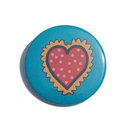 Button 50 mm mit Anstecknadel Motiv Herz Liebe