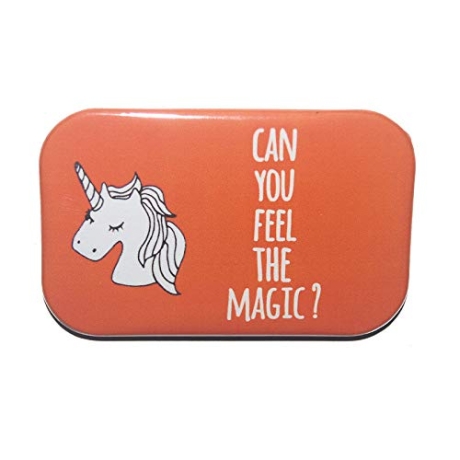 Button Rechteckig groß Spruch Einhorn Can you feel the magic