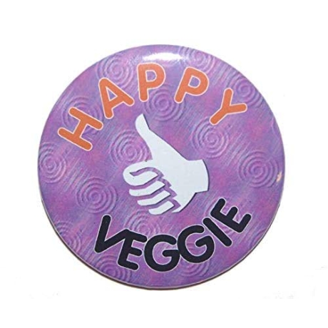 Kühlschrankmagnet Magnet 50mm rund Spruch Happy Veggie