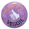 Button 50 mm mit Anstecknadel Spruch Happy Veggie Vegetarisch
