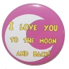 Button 50 mm mit Anstecknadel Spruch Liebe I love you