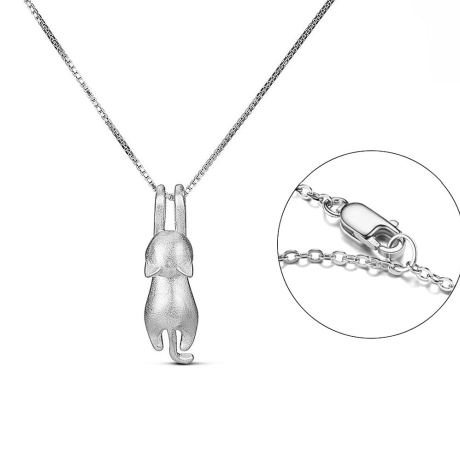 Halskette 925 Sterling Silber mit einem Kätzchen Anhänger 3D Matt