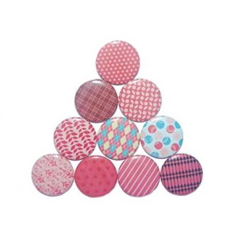 10 x Kühlschrankmagnet Magnetset 50mm rund Muster rot braun