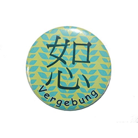 Button 50 mm mit Anstecknadel Motiv Chinesisch Zeichen Vergebung