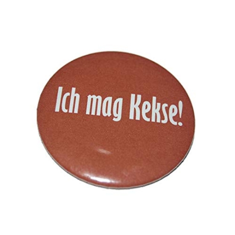 Button 25 mm mit Anstecknadel Spruch Ich mag Kekse