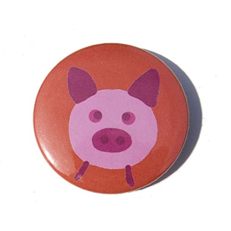 Button 50 mm mit Nadel Glücksbringer Glücksschwein Silvester