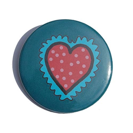Button 50 mm mit Anstecknadel Motiv Herz Liebe