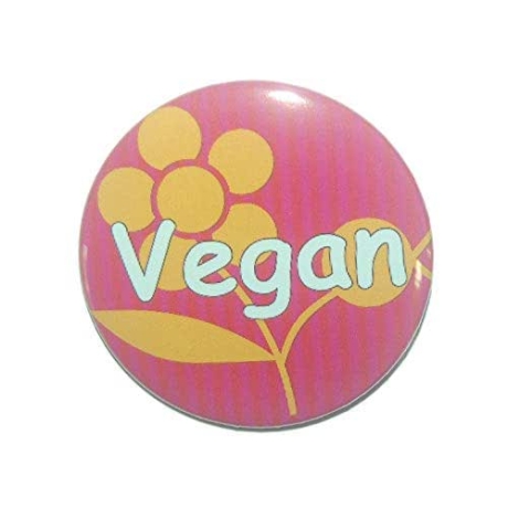 Button 50 mm mit Anstecknadel Spruch Vegan