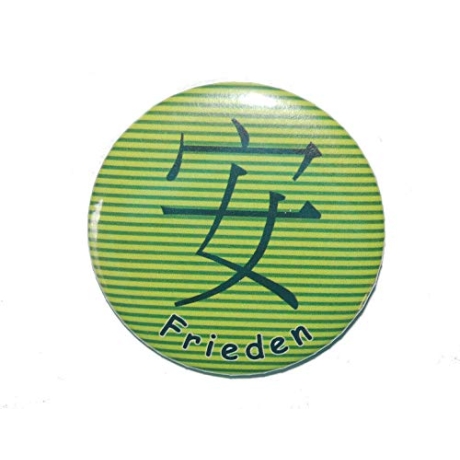 Button 50 mm mit Anstecknadel Motiv Chinesisch Zeichen Frieden