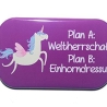 Button Rechteckig groß Spruch Einhorn Plan A Plan B