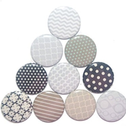 10 x Kühlschrankmagnet Magnetset 50mm rund Muster grau braun