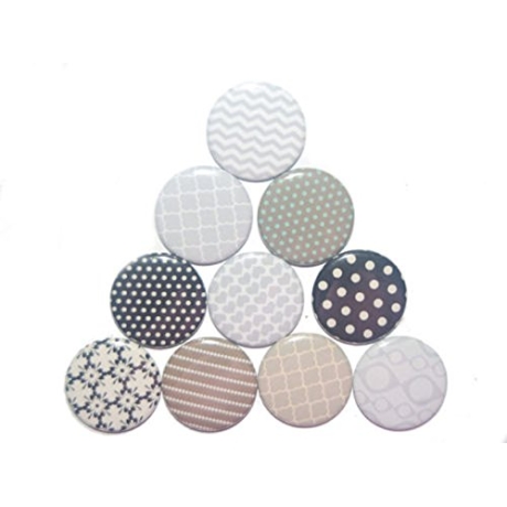 10 x Kühlschrankmagnet Magnetset 50mm rund Muster grau braun