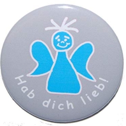 Button 50 mm mit Anstecknadel Motiv Schutzengel